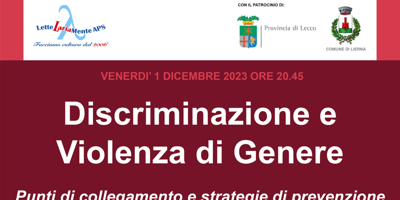 DISCRIMINAZIONE E VIOLENZA DI GENERE – 1 DICEMBRE